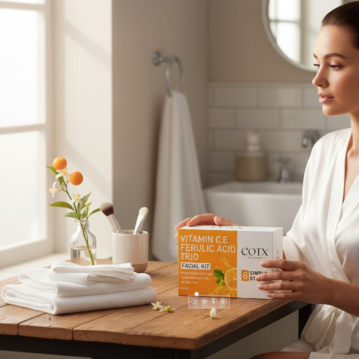 Vitamin C, E & Ferulic Acid Trio Facial Kit – Brightening & Spot-Fading 6-Step Skincare Ritual